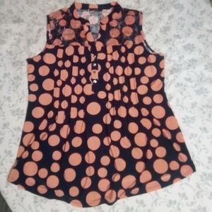 NEW W/O TAGS NAVY/ORANGE BLOUSE SZ M